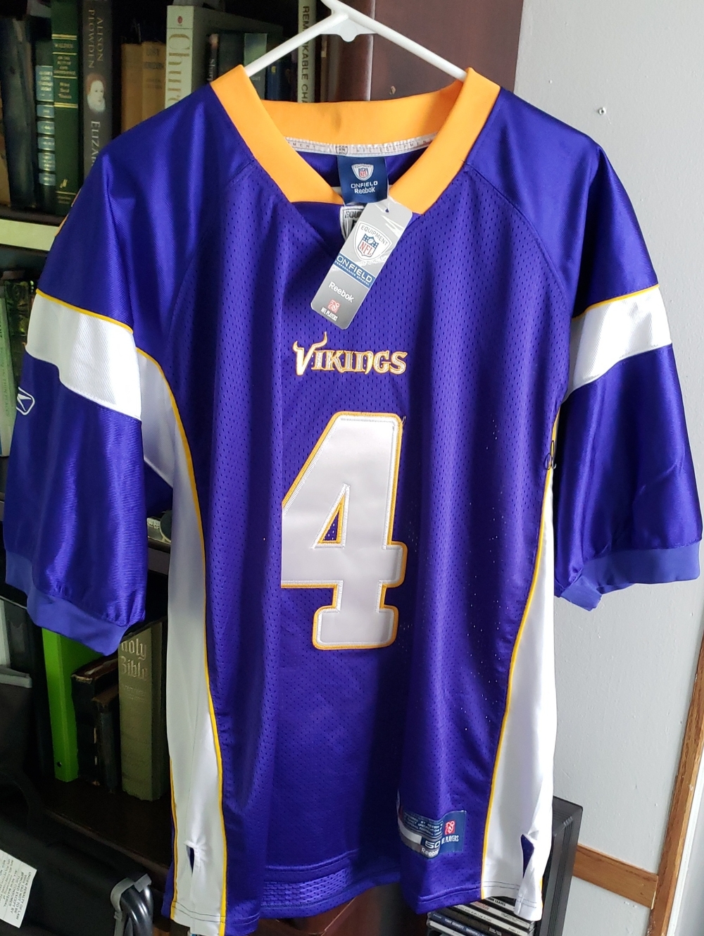 Reebok Minnesota Vikings Purple White #4 Football Jersey